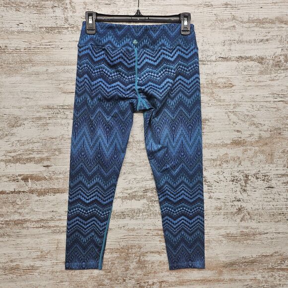 Prana 124977 Womens Small Roxanne Teal Navy Blue Chevron Print Crop Leggings - Picture 2 of 7